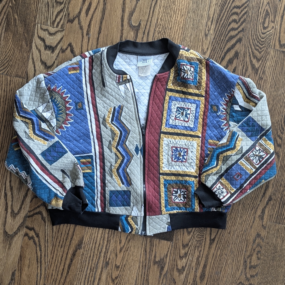 Colorful Geometric Quilted Jacket